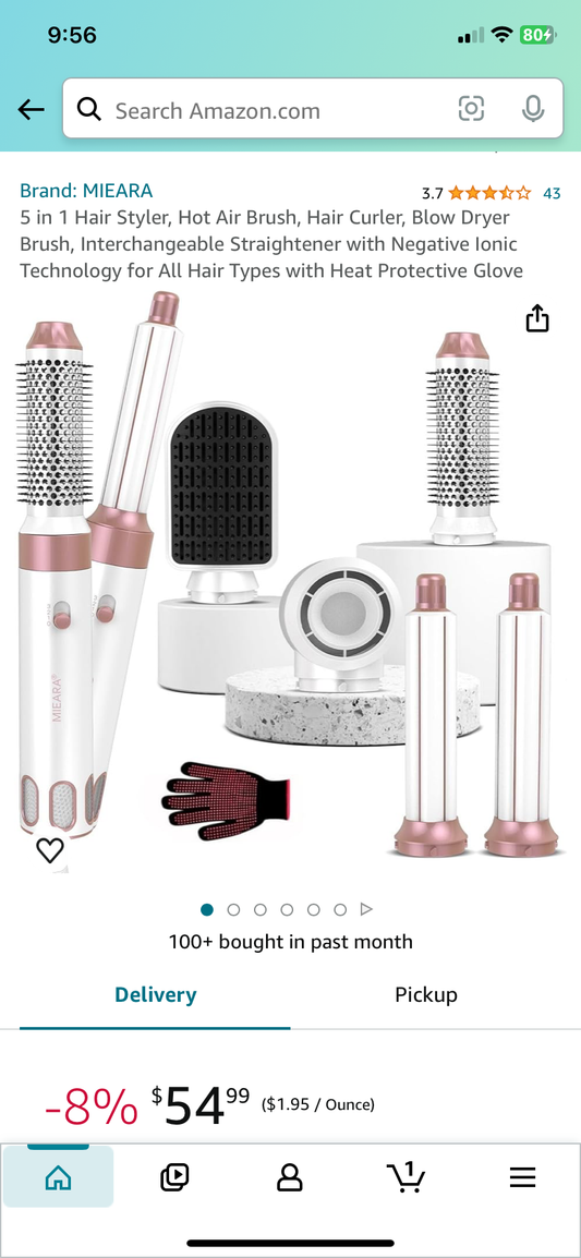 5 in 1 Hair Styler, Hot Air Brush, Hair Curler, Blow Dryer Brush